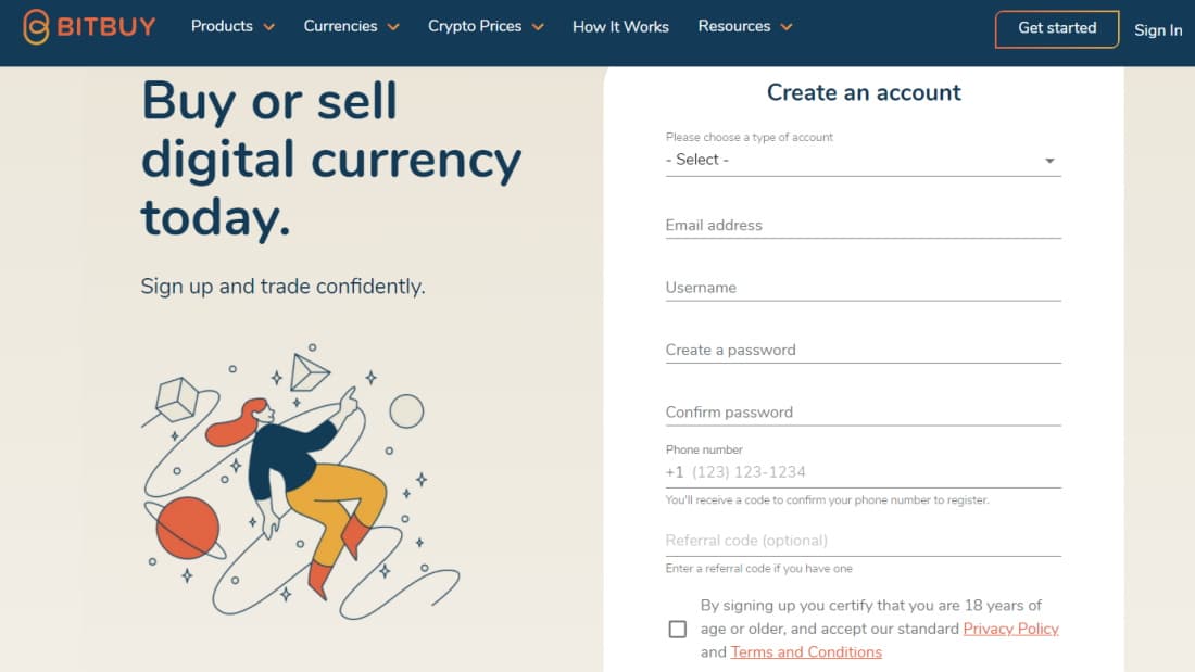Open Bitbuy account to buy Bitcoin Canada